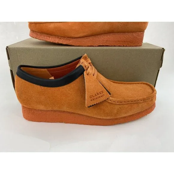 Clarks Originals Wallabee Orange Suede Men's Shoes Chukka Boots Limited Edition - Picture 4 of 12